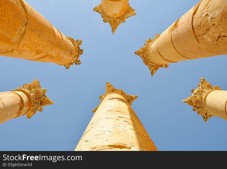 Columns in temple of Artemis, Jerash (Jordan)