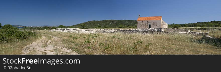 St.Martin church and landscape panorama