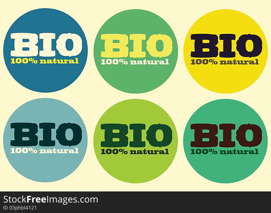 Six small Bio 100% natural logo for any use.