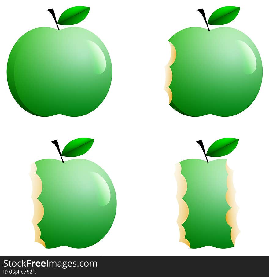 Illustration of four states of apples