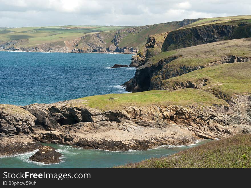 Landscape of sea on the coast at Port Isaac in Cornwall