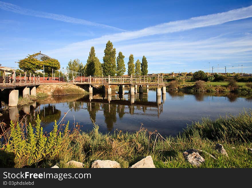 The garden and the lake.