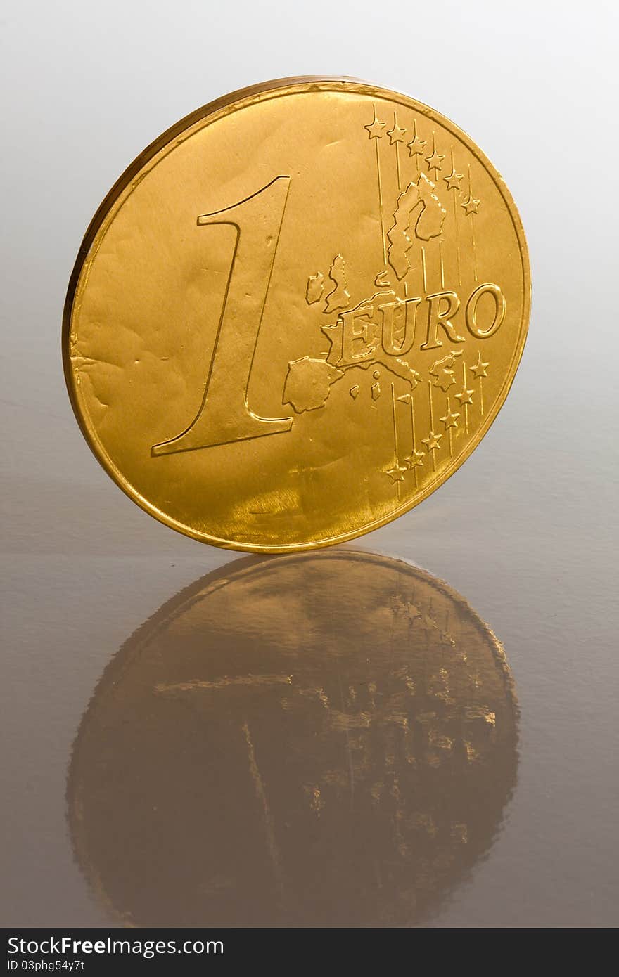 Euro coin on white background