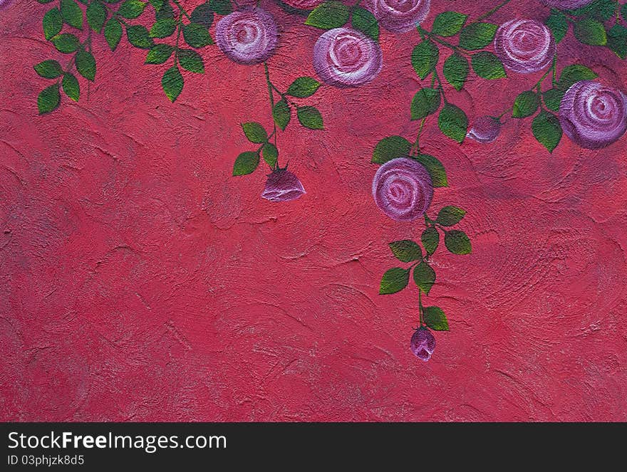 Rose painting on the wall