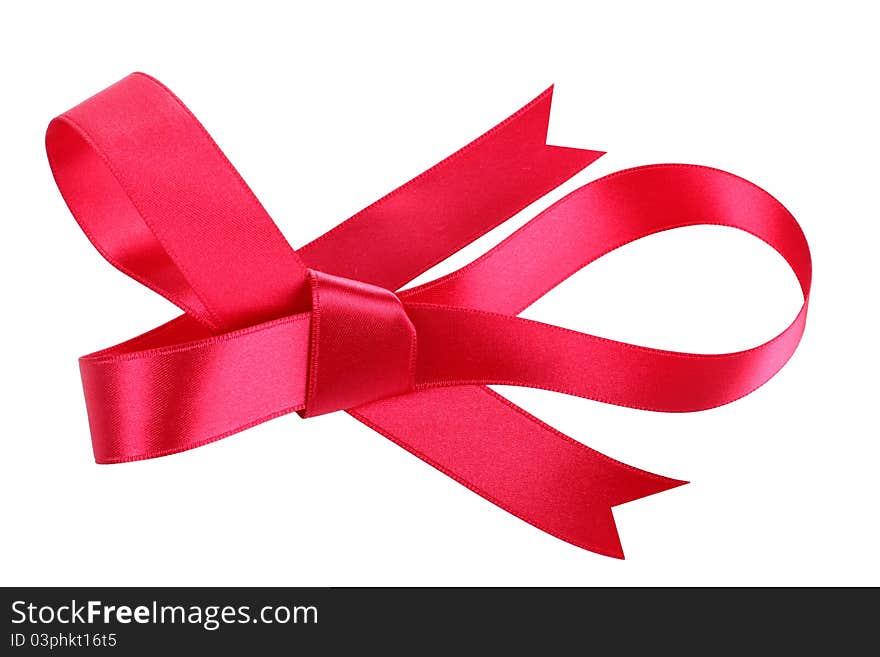 Color photo of a bow on red ribbon. Color photo of a bow on red ribbon