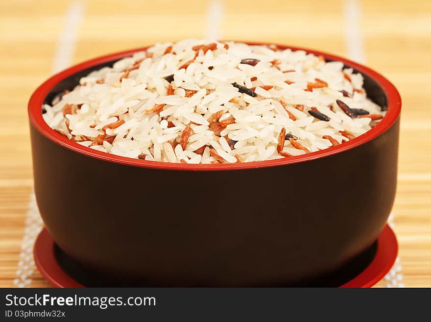 Color raw rice in bowl