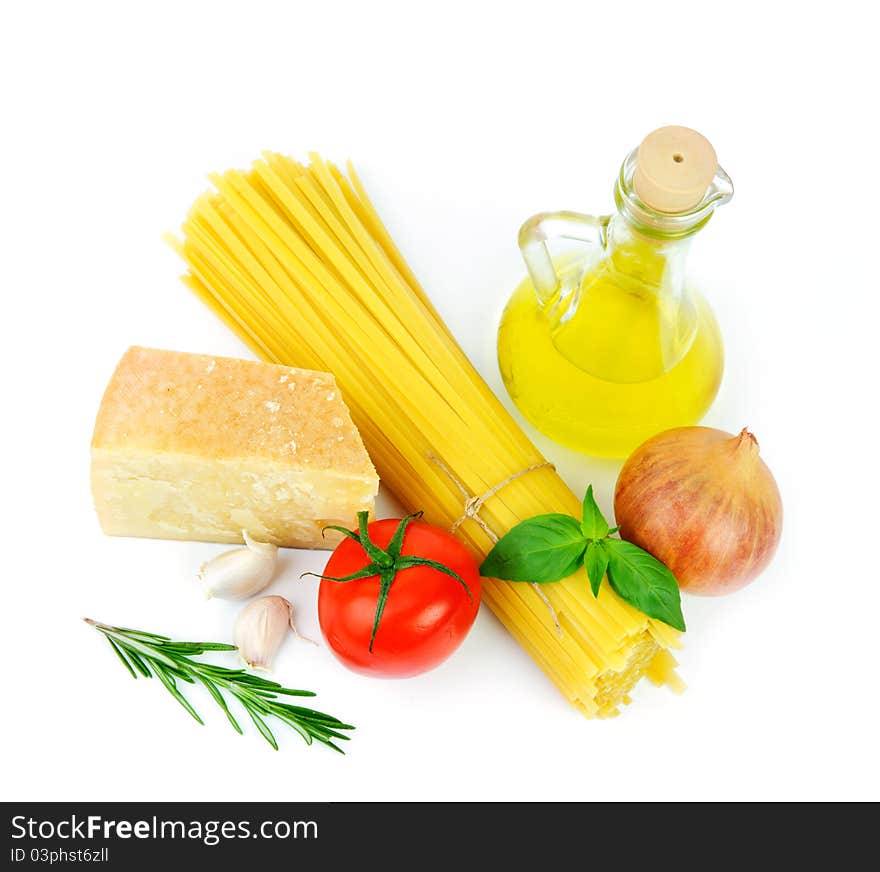 Close up of basic ingredients for italian pasta. Close up of basic ingredients for italian pasta