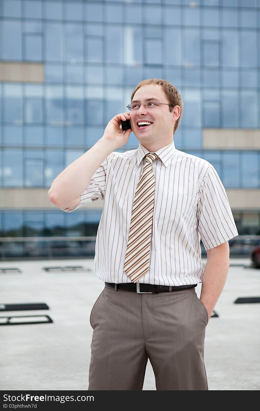 Young businessman on the phone