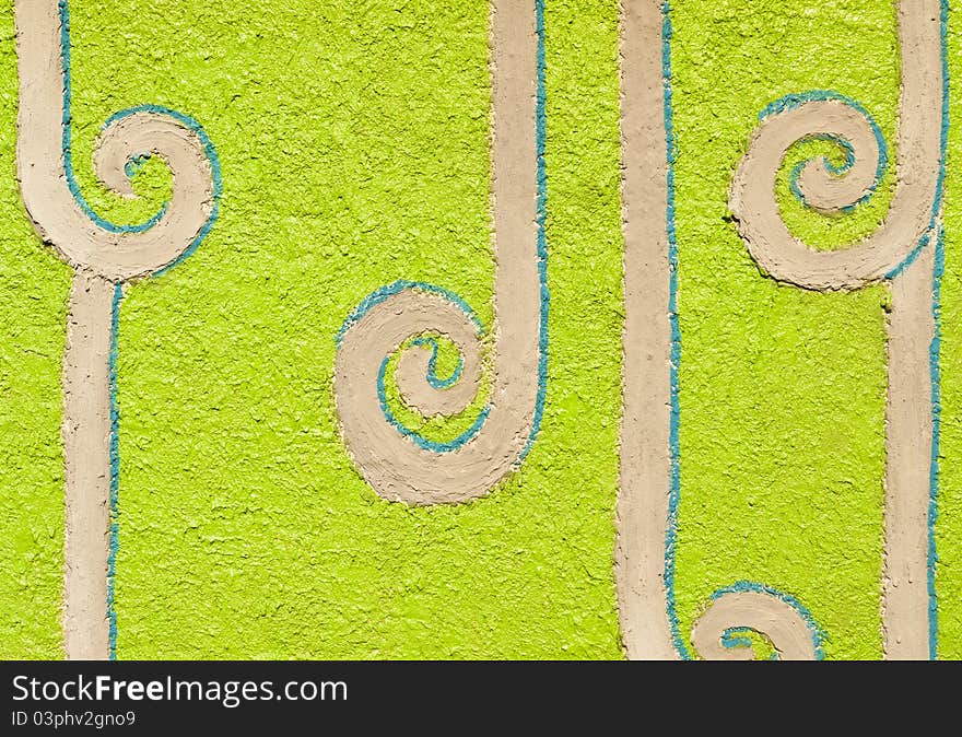 Many Long Spiral Isolated On Green Wall