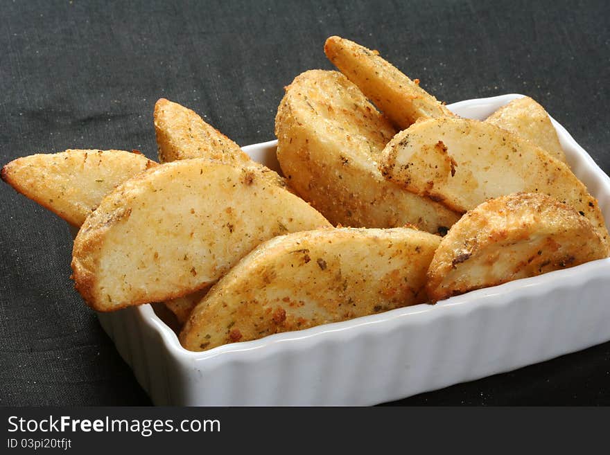 Potato wedges for side order at family dinner