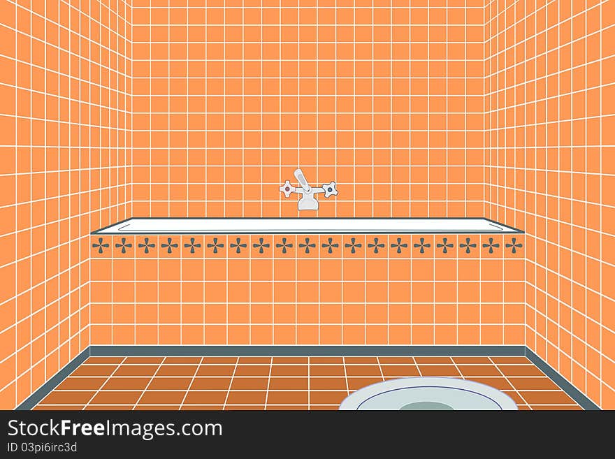 Illustration of a bathroom and a bathtub