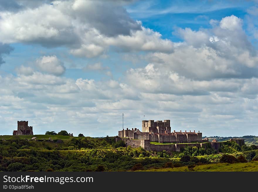 Dover castle walls and keep. Dover castle walls and keep