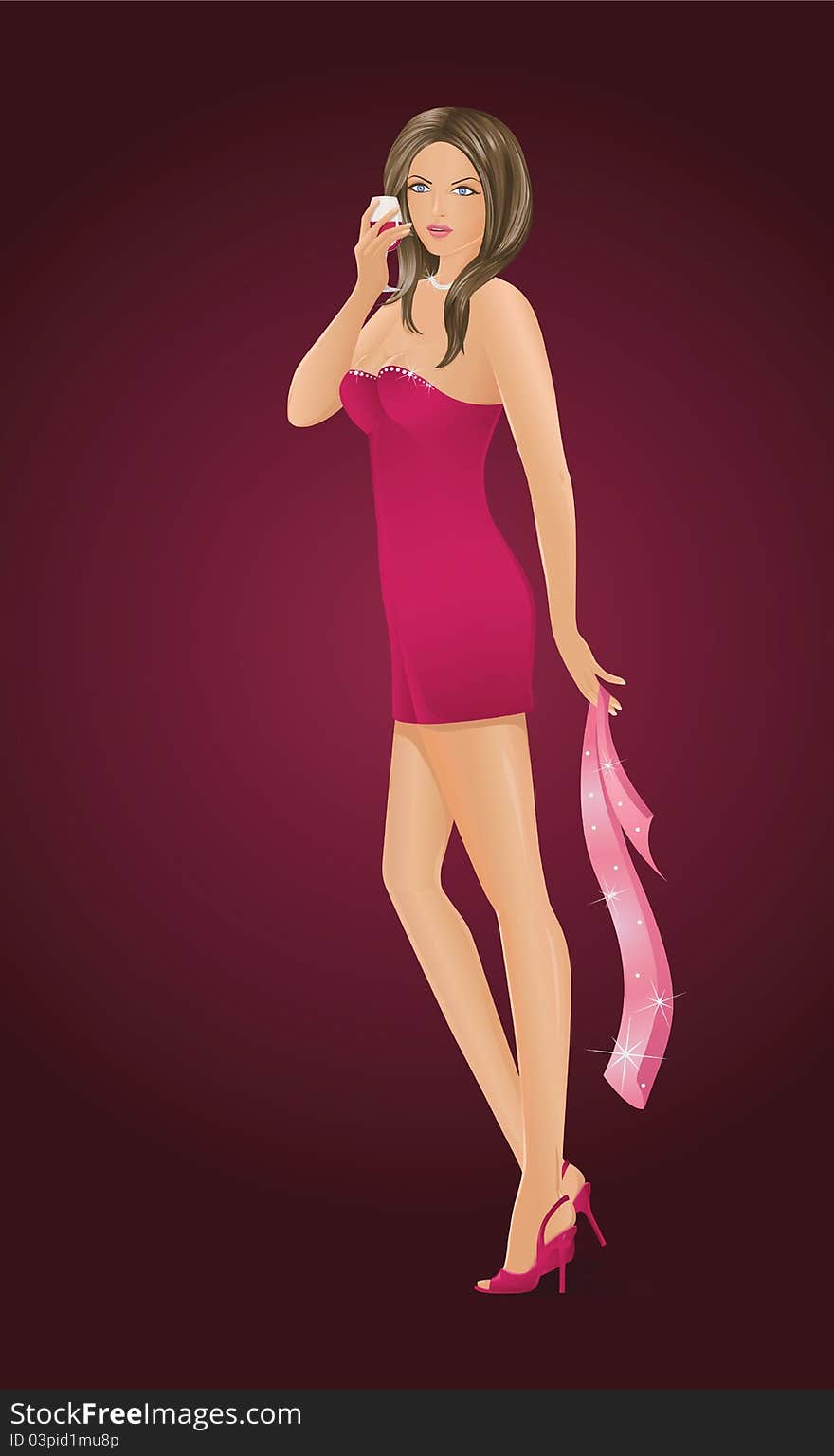 Vector illustration of a beauty young woman with cocktail. Vector illustration of a beauty young woman with cocktail