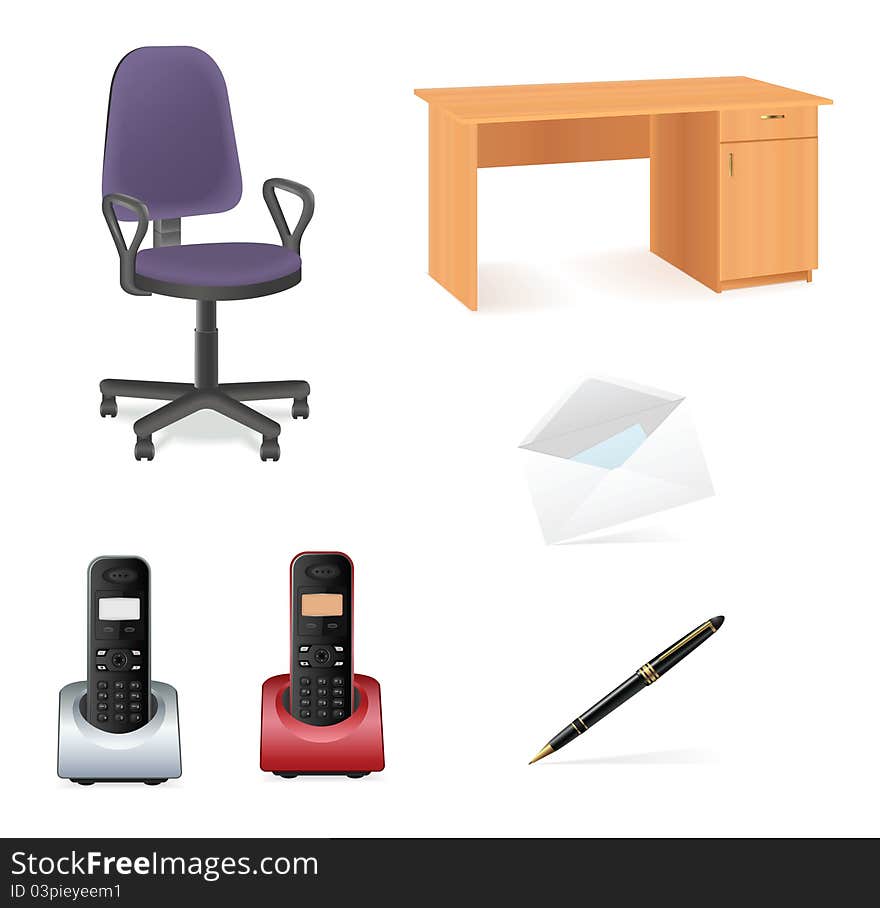 Office objects isolated on white background. Office objects isolated on white background