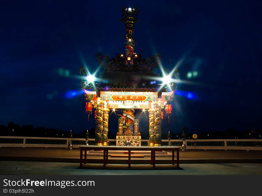 Chinese style pavilion at night. Chinese style pavilion at night