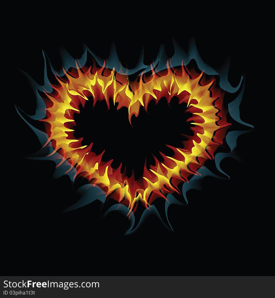 Flaming Heart. Vector Illustration.