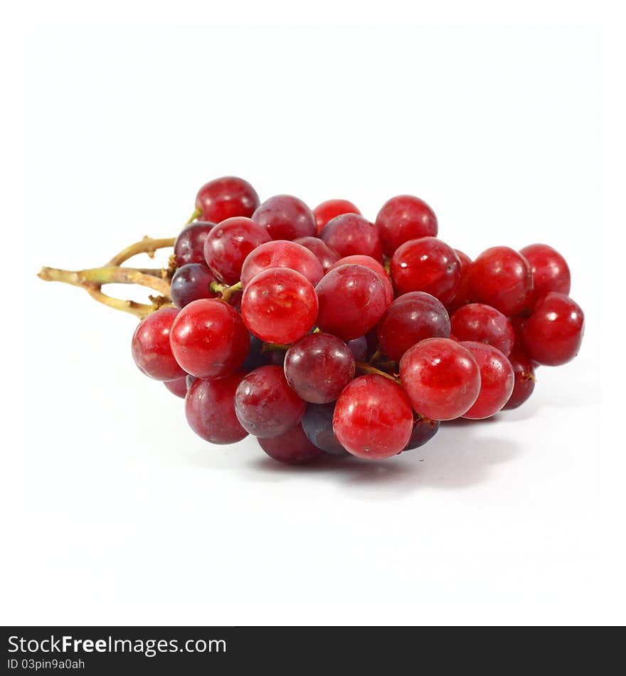 Red Grapes on white background