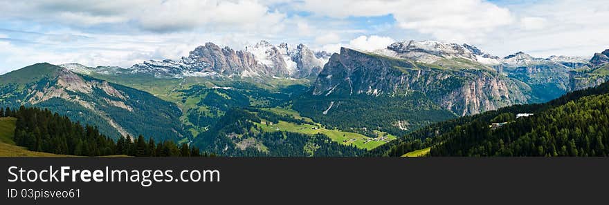 Big panorama (high resolution) of Dolomites in Italy.