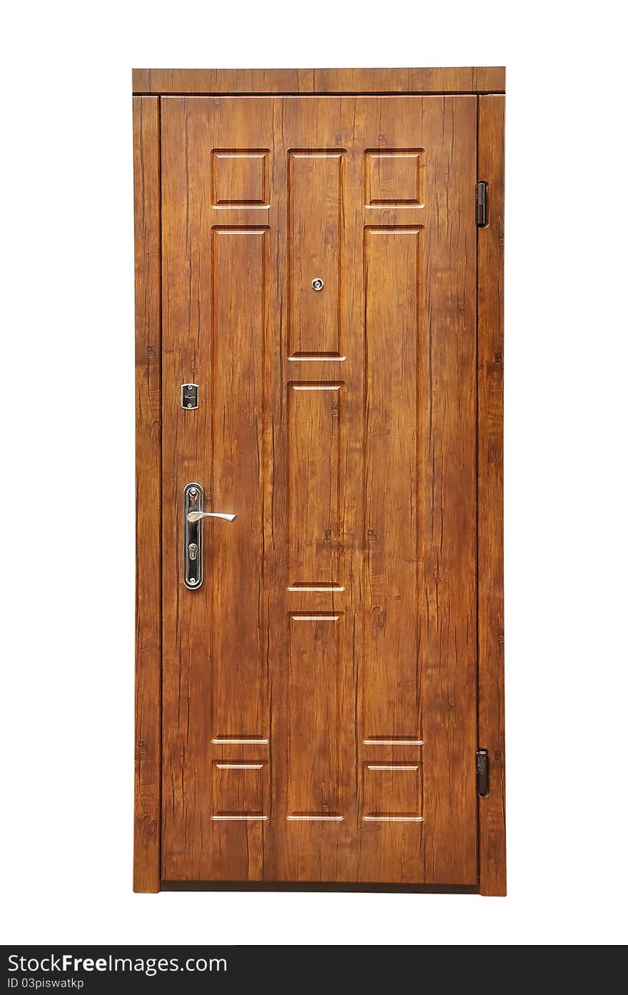 Wooden door on a white background