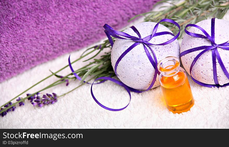 Spa concept with lavender and bath salt