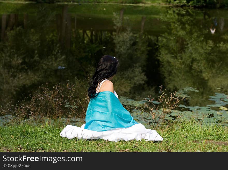 Beautiful girl walking in park