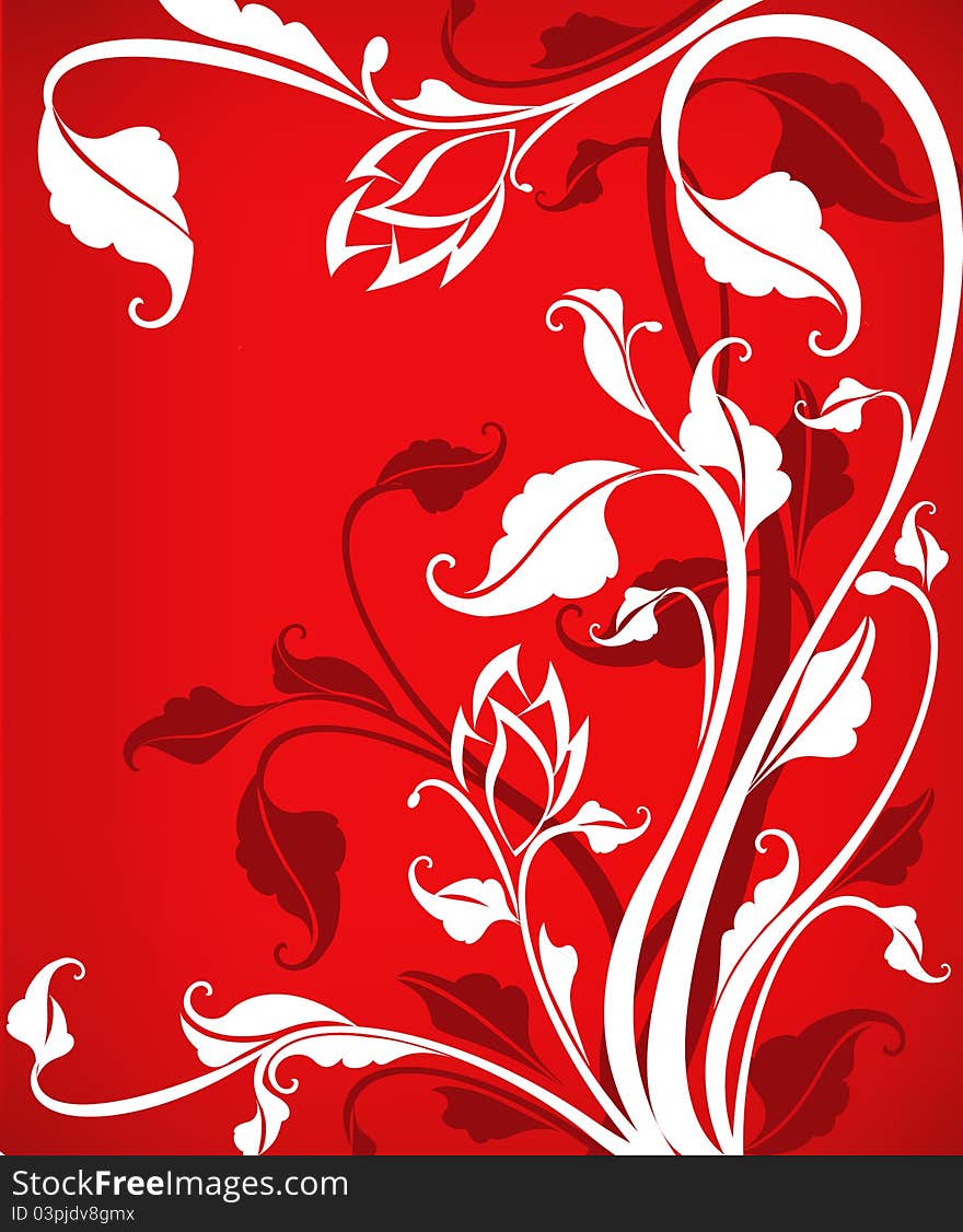 Ornate corner floral pattern isolated on red. Ornate corner floral pattern isolated on red