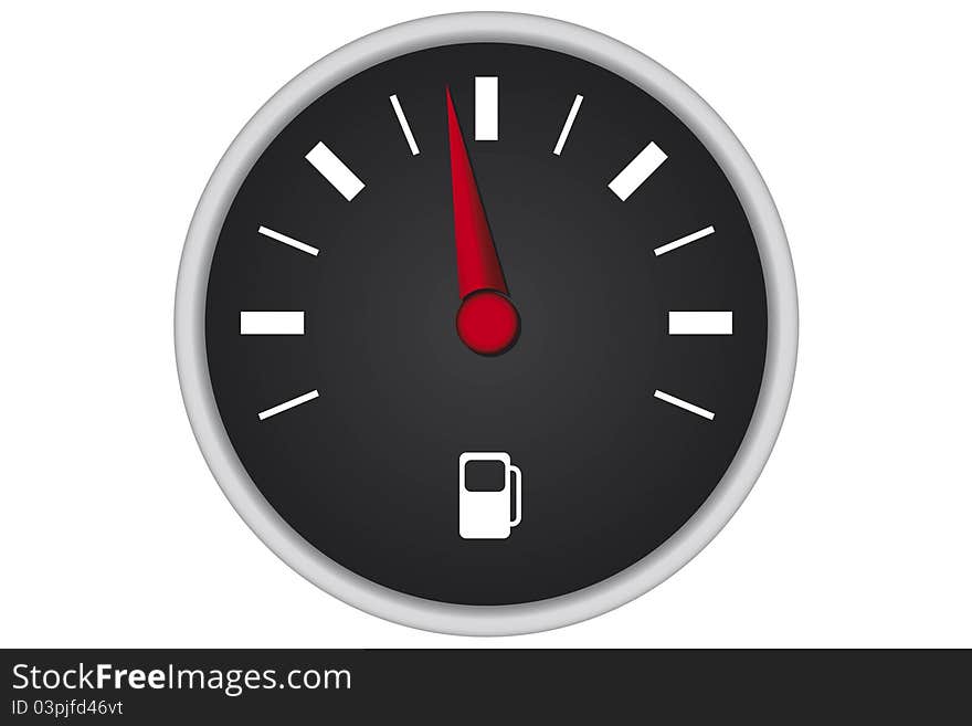 Car fuel panel with silver outline and red pointer