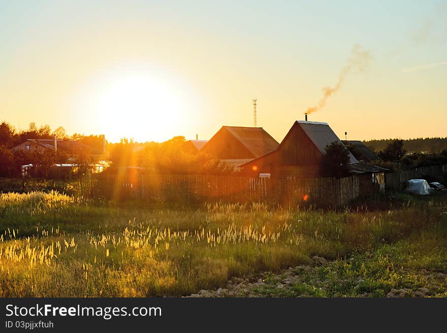 Home in the sun at sunset