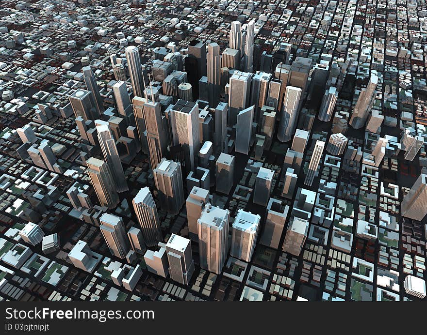 Render of a big city