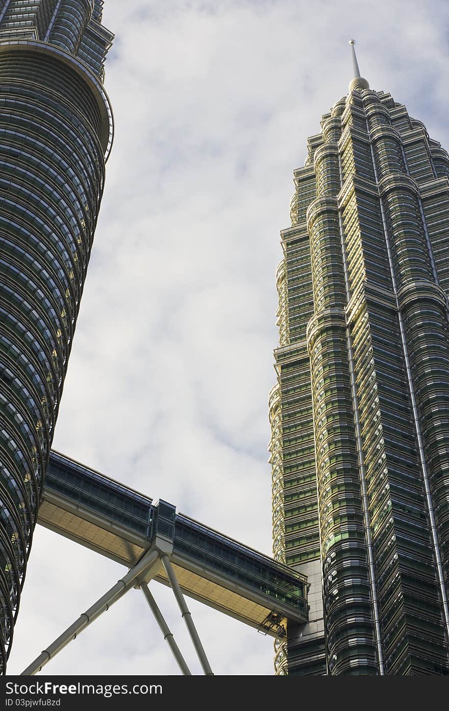 Low angle view of twin towers in the morning in Kuala Lumpur. Low angle view of twin towers in the morning in Kuala Lumpur