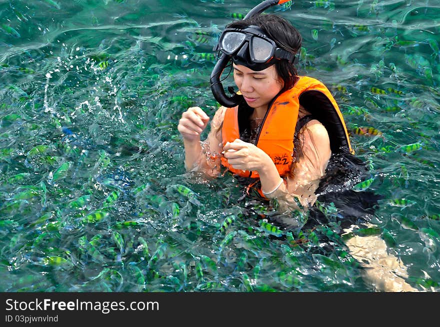 Woman Snorkeling.