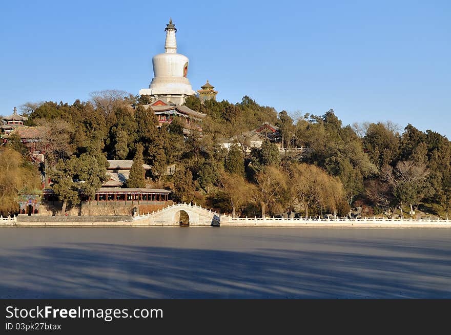 Ancient gardens in the modern city is Beijing cityscape.This is Beihai Park. Ancient gardens in the modern city is Beijing cityscape.This is Beihai Park.