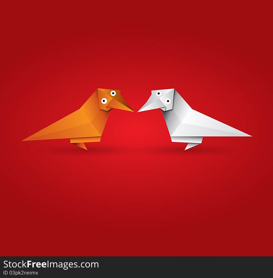 Origami Couple Bird