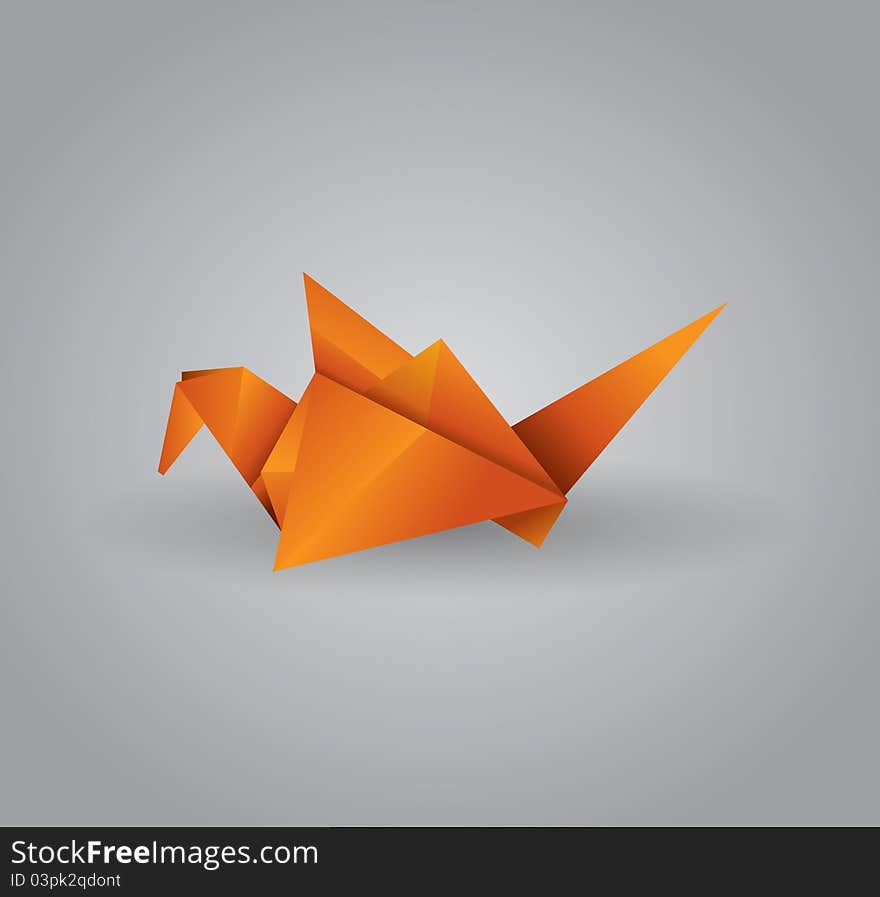 Origami on color background, drawn with illustrator. Origami on color background, drawn with illustrator