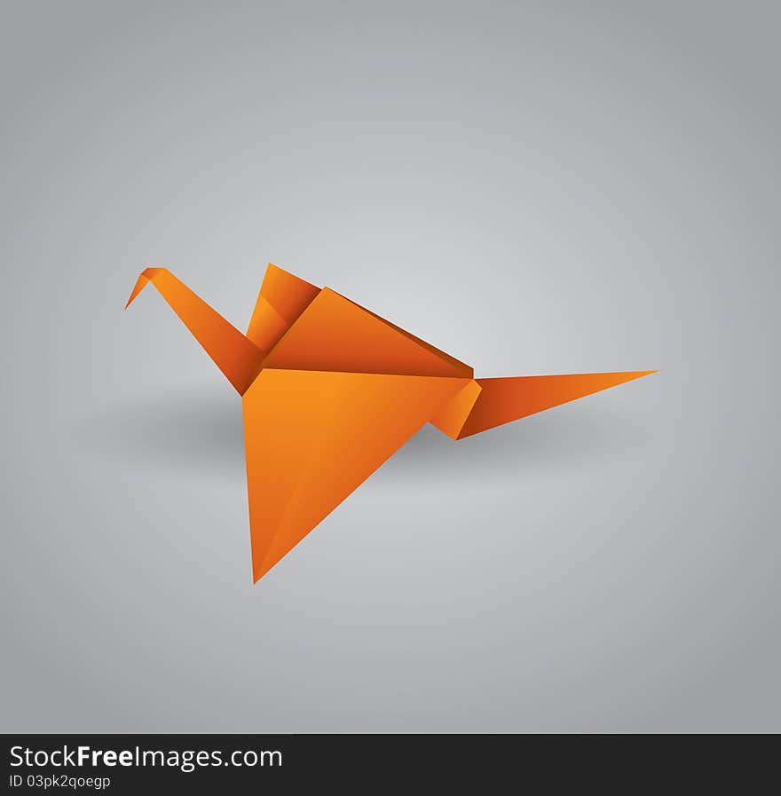 Origami on color background, drawn with illustrator. Origami on color background, drawn with illustrator