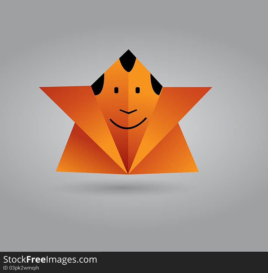 Origami man on color background