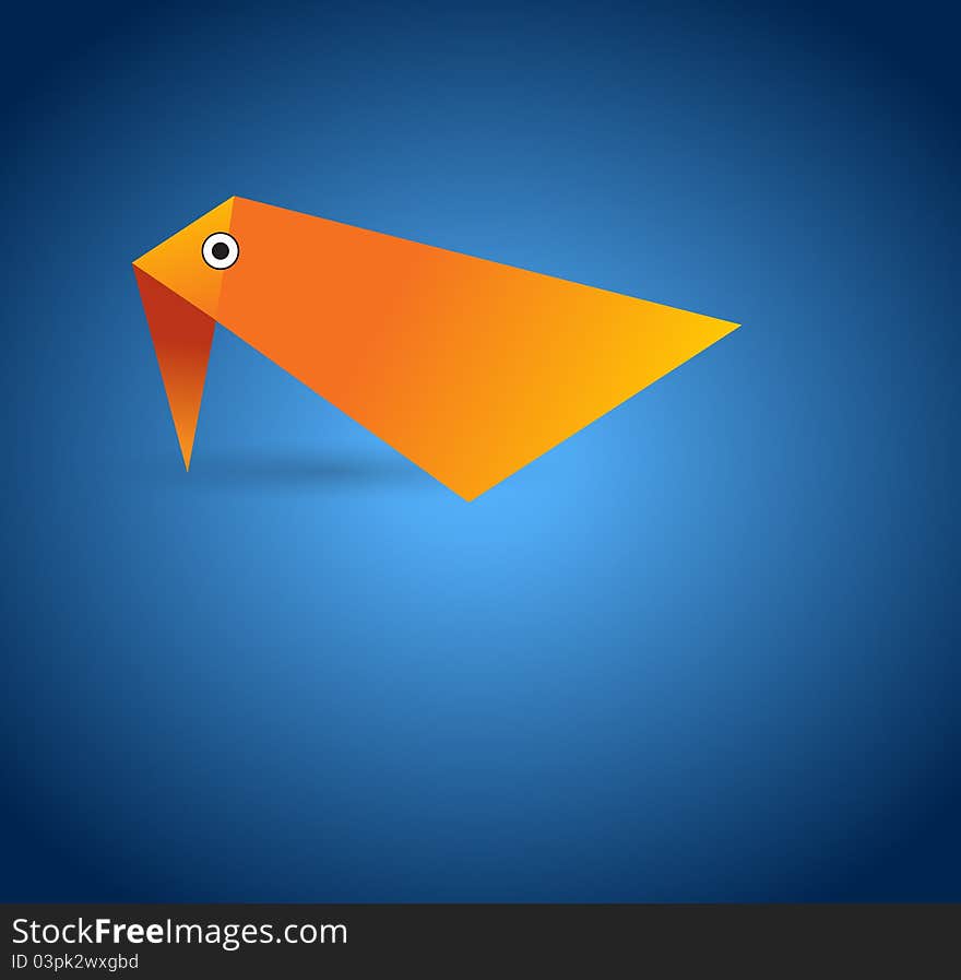 Origami bird on color background