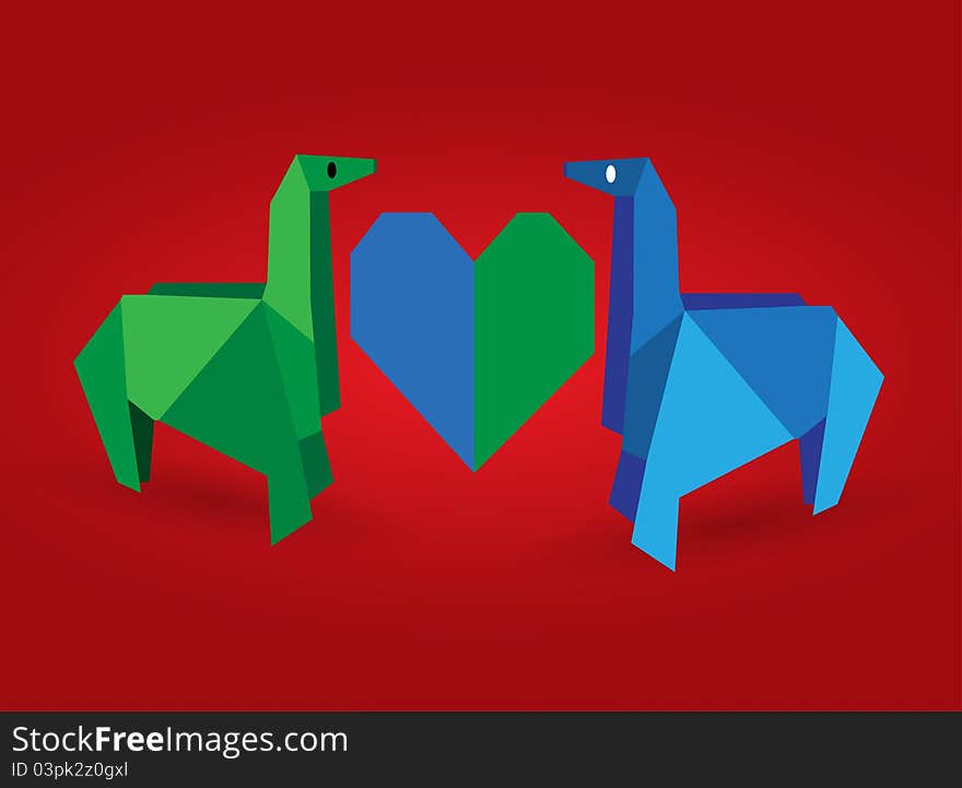 Origami couple horse