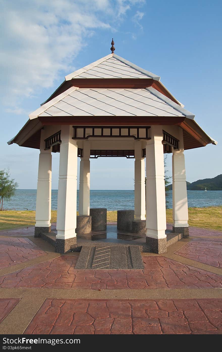 Beautiful rest area beside the way near the beach,North East of Thailand.