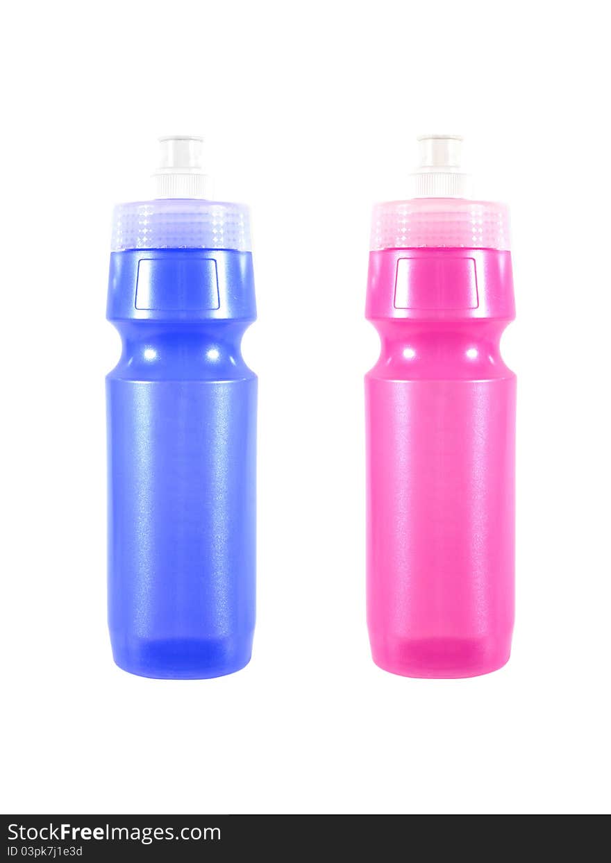 Sports water bottles isolated against a white background. Sports water bottles isolated against a white background