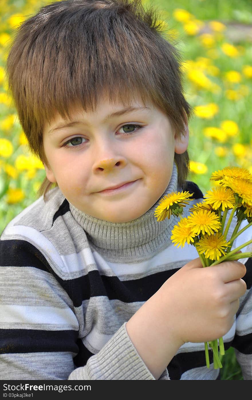 A Boy With A  Dandelions