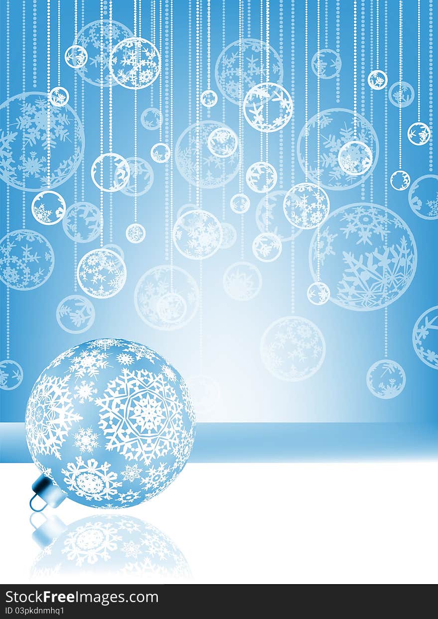 Blue Christmas Card With Baubles . EPS 8