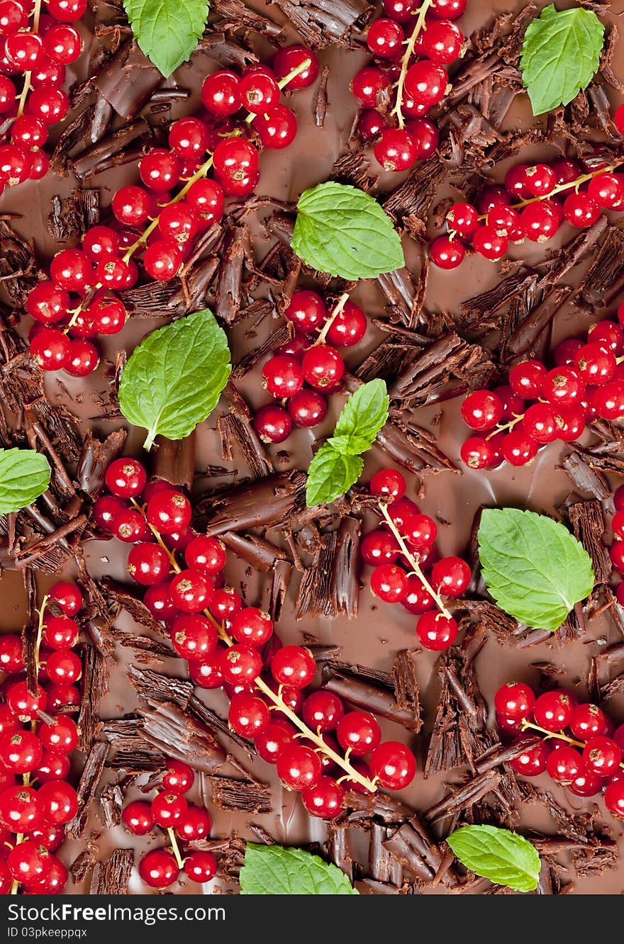 Red currant and mint with chocolate