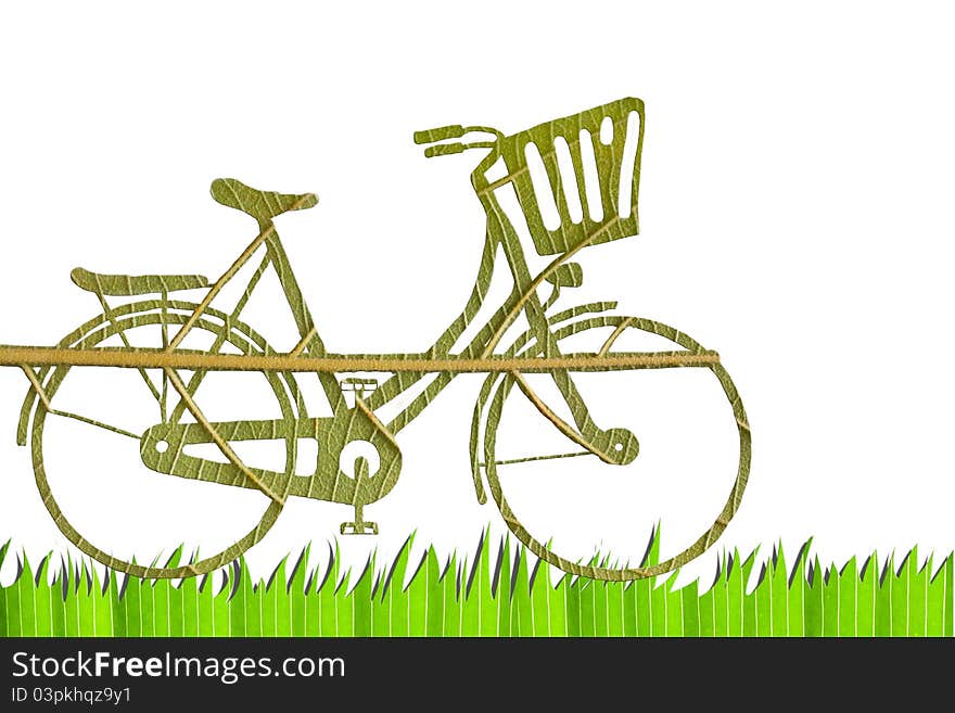 Pushbike from green leave, eco concept