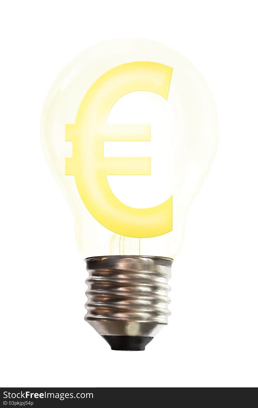 Euro Money Sign In Light Bulb