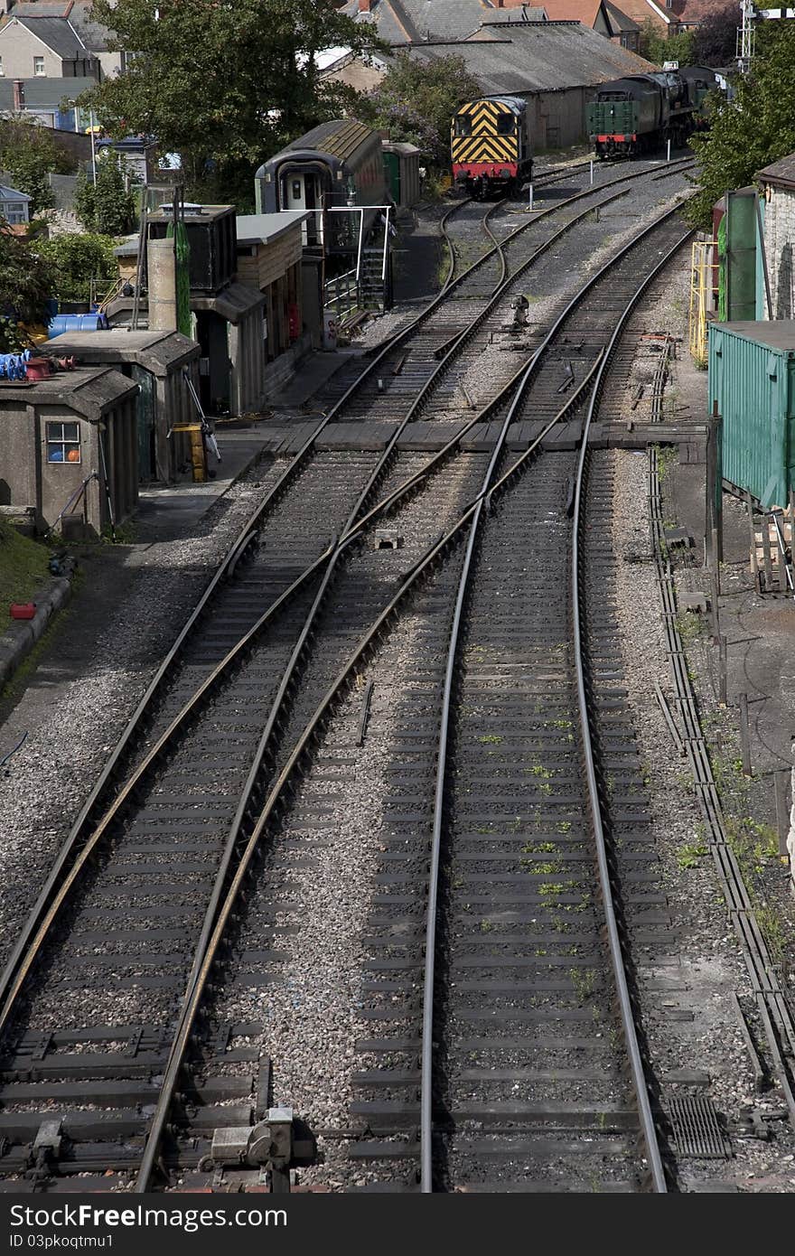 Railway Track Junction in Swange, Dorset, England, UK