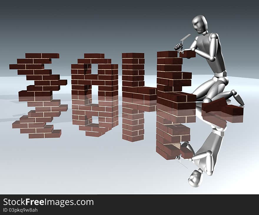 3D image of a man building text sale. 3D image of a man building text sale.