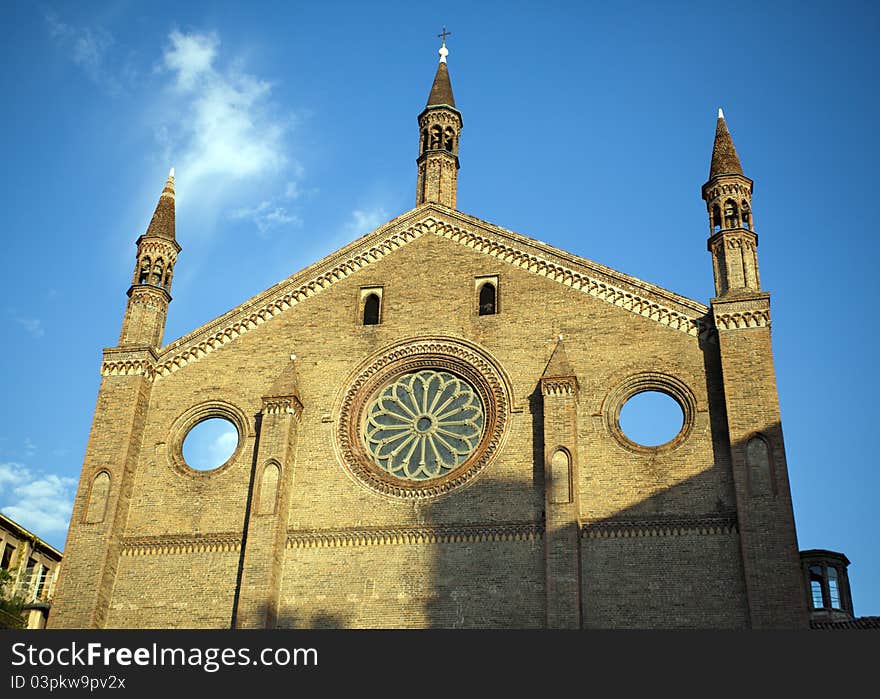 An old church on center city of piacenz a in italy. An old church on center city of piacenz a in italy