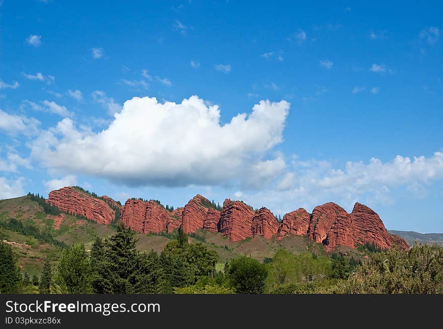 Blue sky in mountains