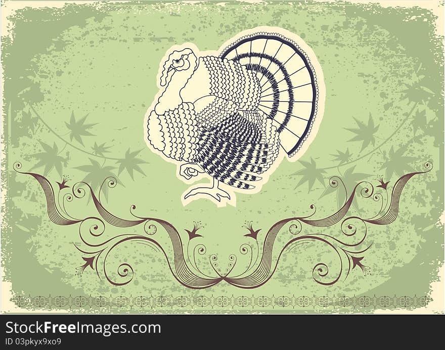 Thanksgiving decoration postcard